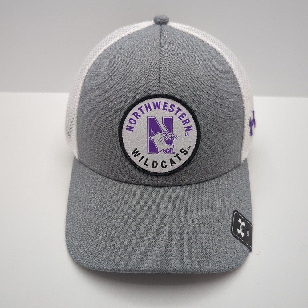 Under Armour Northwestern Wildcats Trucker Hat Grey White UPF 50+ Mens MD/LG NEW